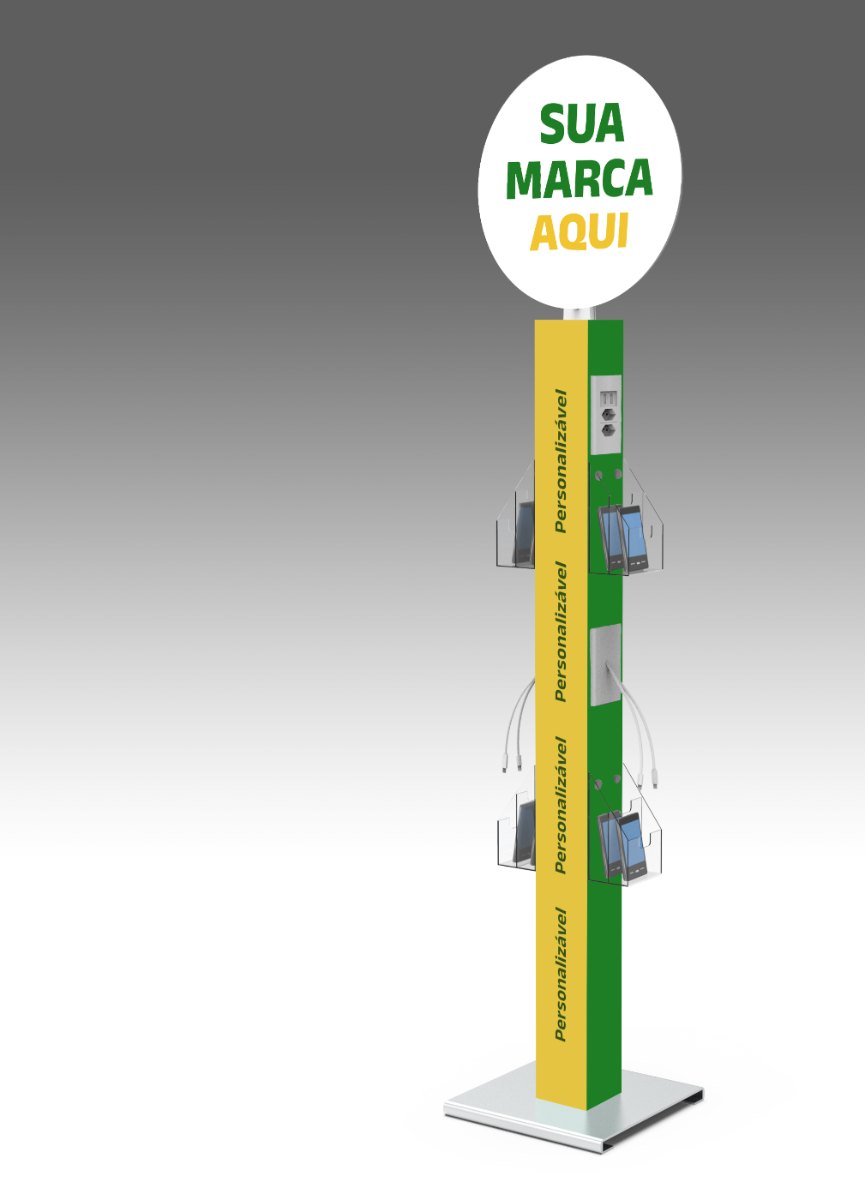 SC Torre 12 - totem carregador de celular com 12 cabos